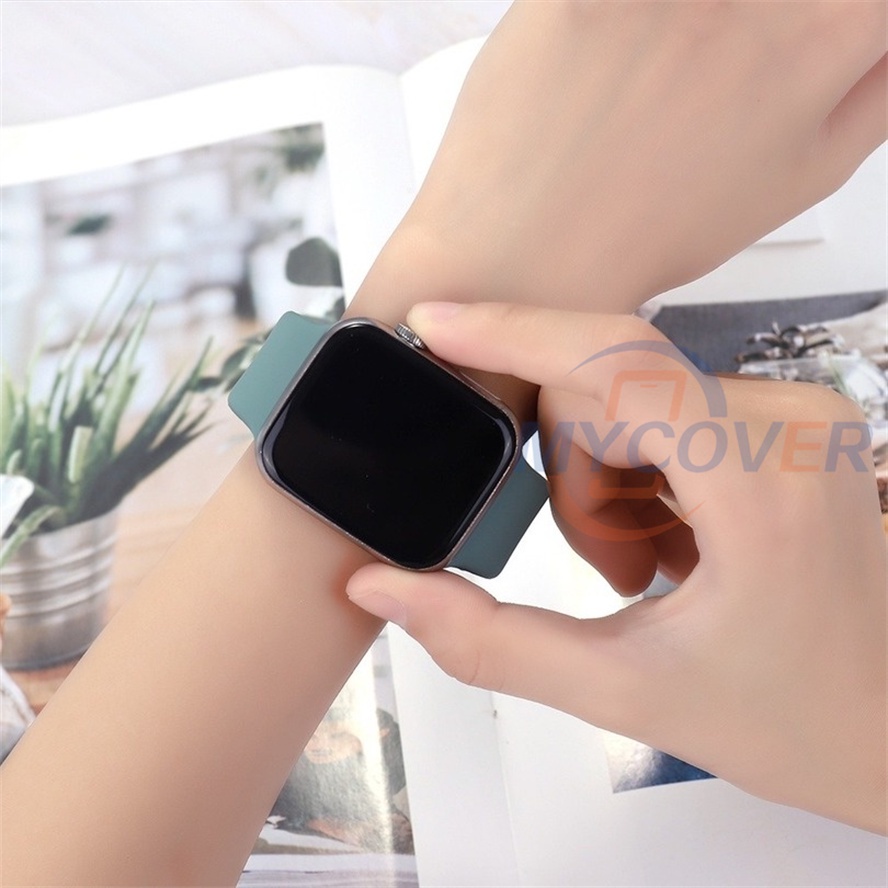 Dây Đeo Silicon Mềm Màu Trơn Cho Đồng Hồ Thông Minh Series 7 6 SE 5 4 3 2 1 Kích Thước 41mm 45mm 44mm 42mm 40mm 38mm
