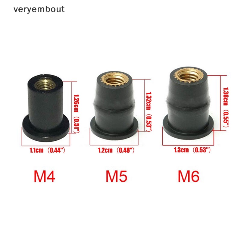 Set 10 Đai Ốc Cao Su Chuyên Dụng Cho Xe Mô Tô M4 / M5 / M6
