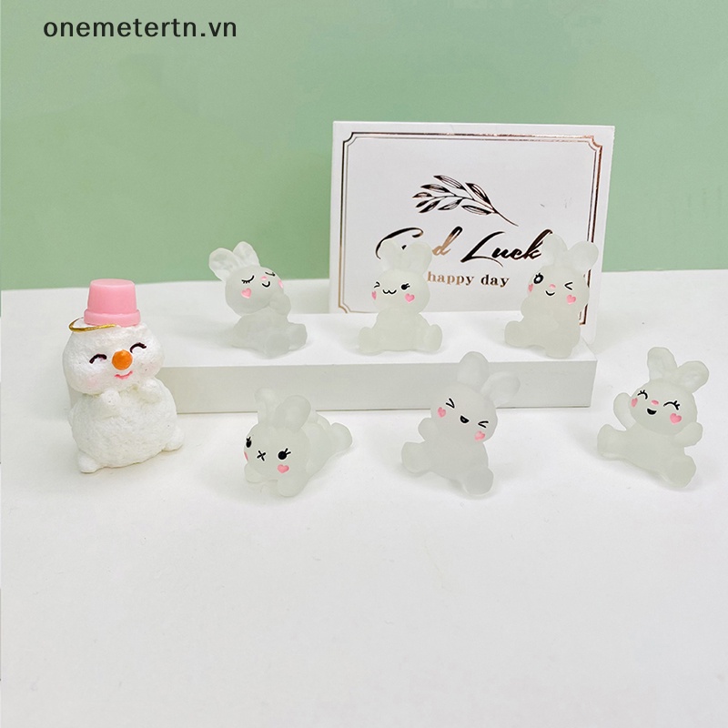 Onemetertn Set 5 Phụ Kiện Trang Trí Nghệ Thuật DIY Hình Chú Thỏ Màu Dạ Quang Bằng Nhựa Resin