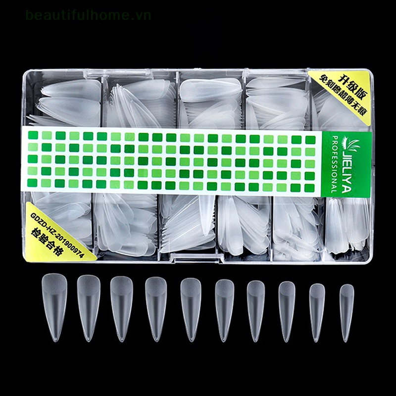 Hộp 500 Móng Tay Giả Múa Ba Lê Trong Suốt Che Phủ Toàn Diện