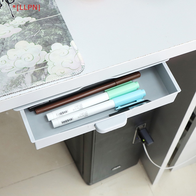 [loyaltysun] Hộp Đựng Đồ Dạng Dán Vô Hình Để Dưới Bàn Có Ngăn Kéo