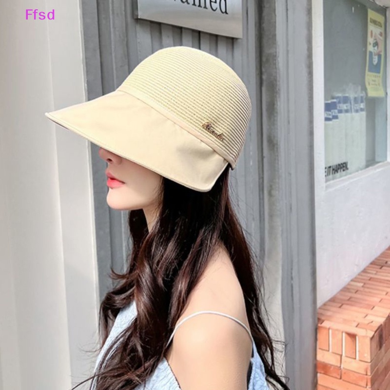 Mũ Cói Rộng Vành Chống Nắng / Tia UV Thoáng Khí Nhỏ Gọn Thời Trang Đi Biển Mùa Hè Cho Nữ