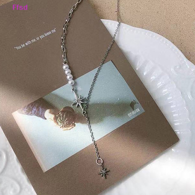 {Ffsd} Vòng cổ Thời Trang Hàn Quốc Gothic Punk Ngọc Trai Nhân Tạo Tám Ngôi Sao Cho Nữ