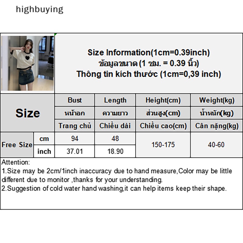 Áo Thun Croptop Dệt Kim Tay Ngắn Cổ Tròn Dáng Rộng In Hình Trái Tim Thời Trang Mùa Hè Cho Nữ