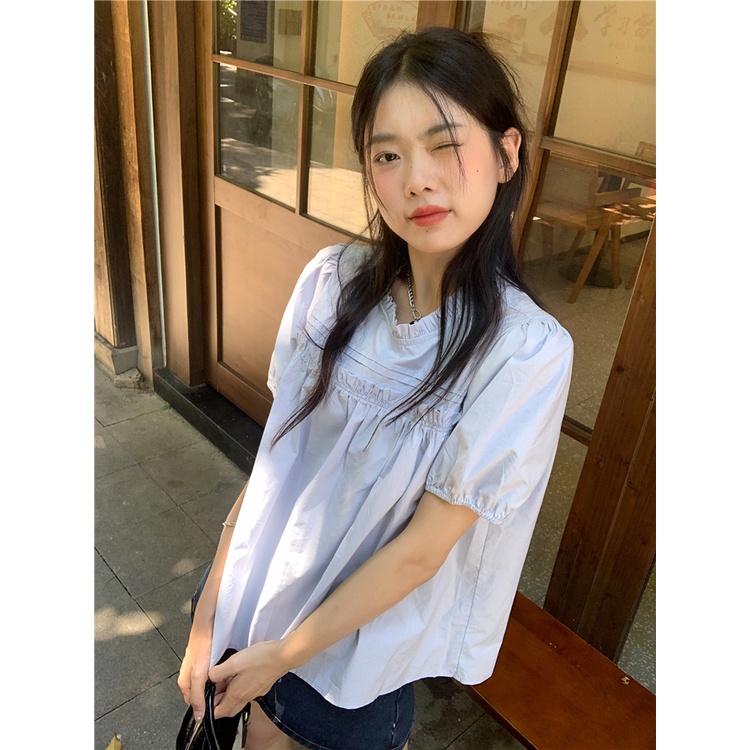 Áo Kiểu Búp Bê Tay Phồng Ngắn Dáng Rộng Thời Trang Mùa Hè Xinh Xắn Cho Nữ