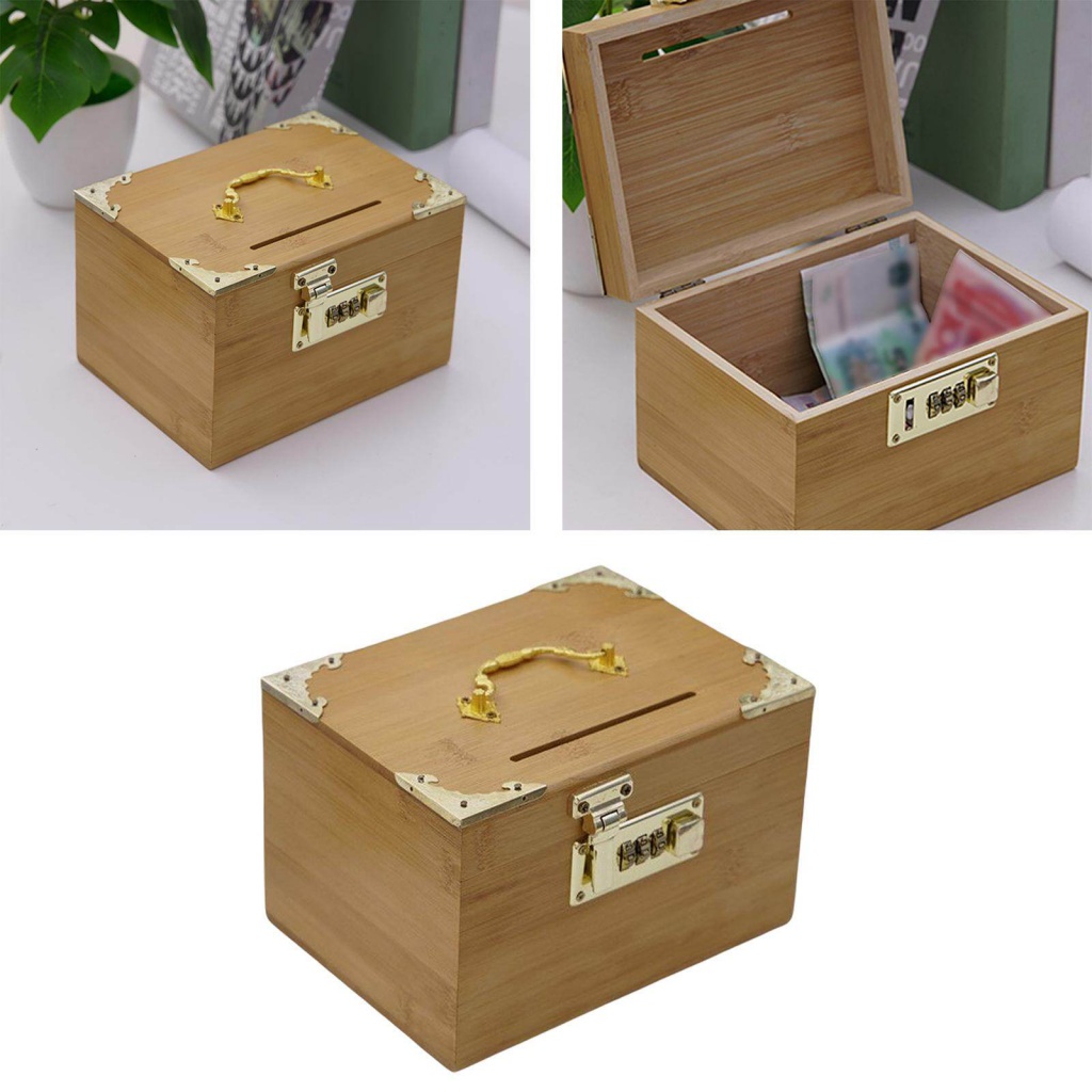 Ống Heo Tiết Kiệm Bằng Gỗ Có Khóa Kiểu Vintage Sáng Tạo Để Bàn Trang Trí Nhà Cửa