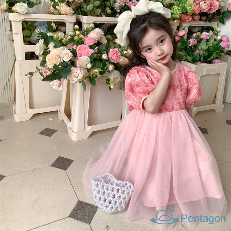 Chân Váy Lưới Thoáng Khí Đính Nơ Dễ Thương Phong Cách Hàn Quốc Cho Bé Gái