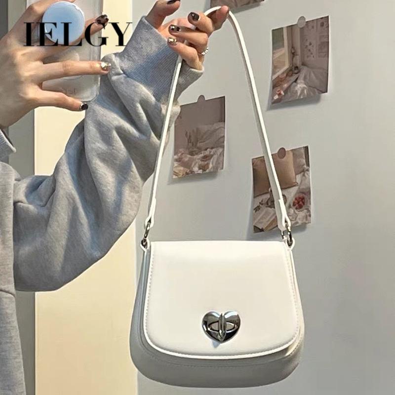 Túi Đeo Chéo Vai Có Khóa Hình Yên Ngựa Màu Trơn Dành Cho Nữ