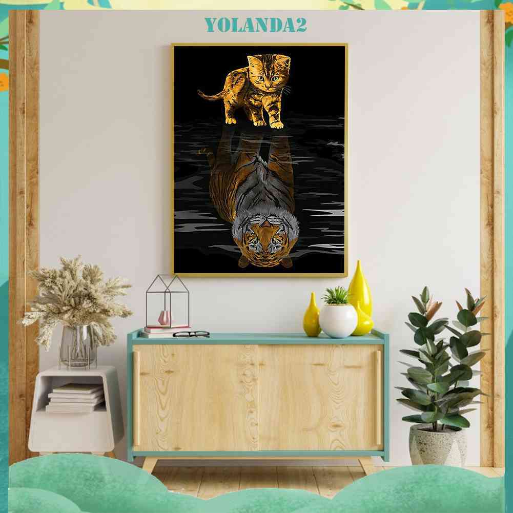 Tranh Đính Đá Kim Cương Toàn Bộ 5D DIY Hình Vẽ Mèo / Hổ