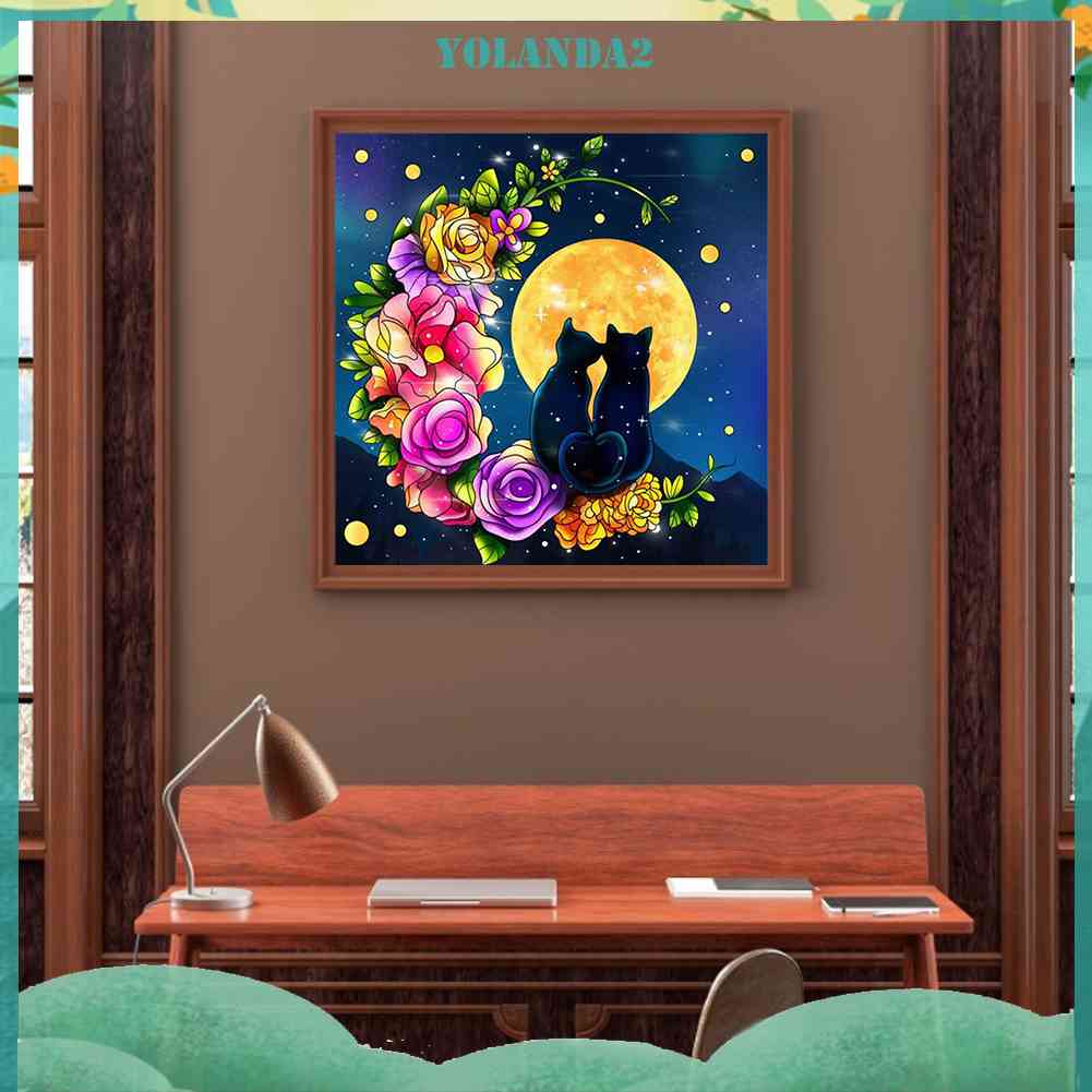 Tranh Đính Đá Kim Cương Toàn Bộ 5D DIY Hình Vẽ Mèo Trang Trí Nhà Cửa