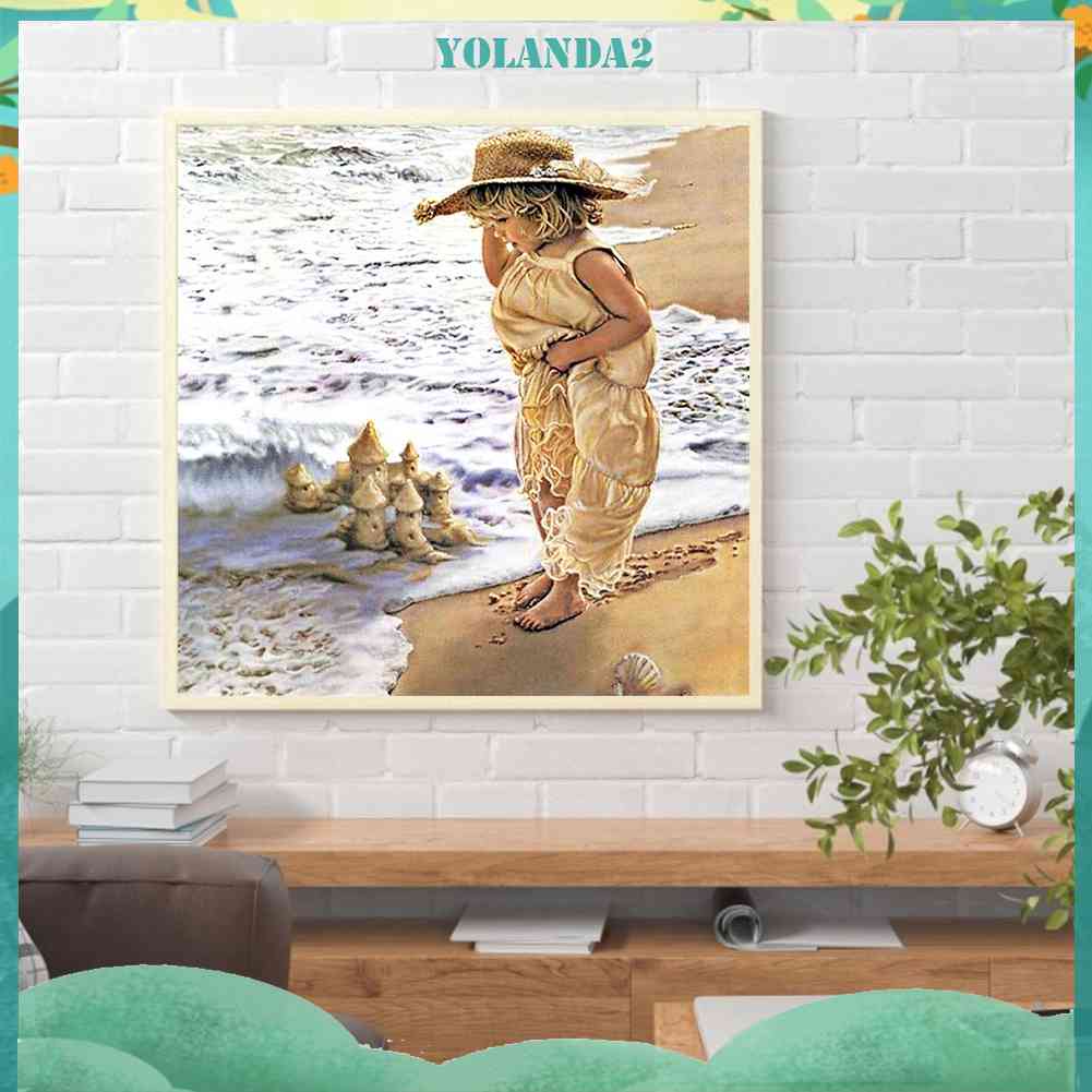 Tranh Đính Đá Kim Cương Toàn Bộ 5D DIY Hình Vẽ Cô Gái Trang Trí Nhà Cửa