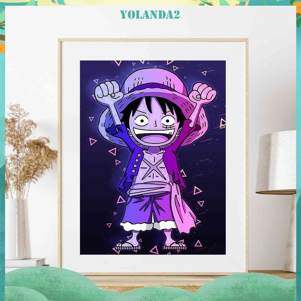 Tranh Đính Đá Kim Cương Toàn Bộ 5D DIY Hình Vẽ Khỉ Luffy Thủ Công Trang Trí Nhà