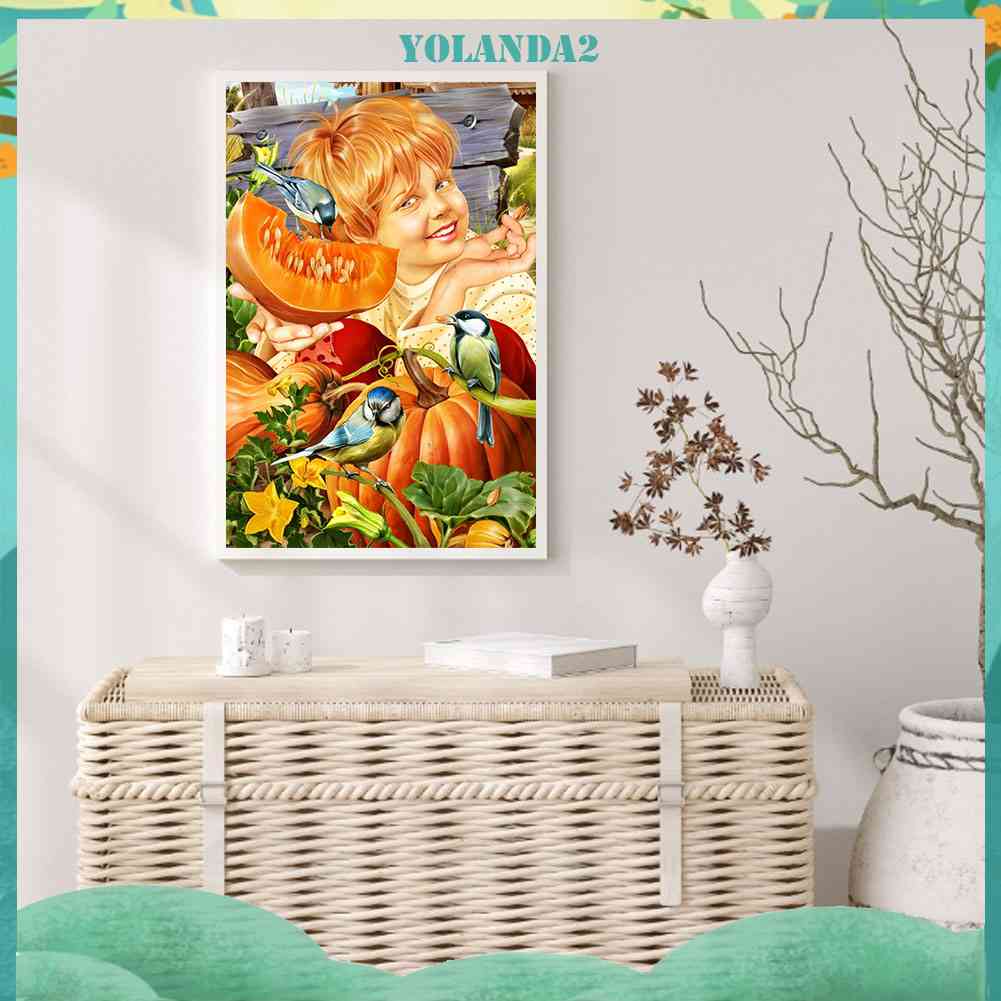 Tranh Đính Đá Kim Cương Toàn Bộ 5D DIY Hình Vẽ Bí Ngô