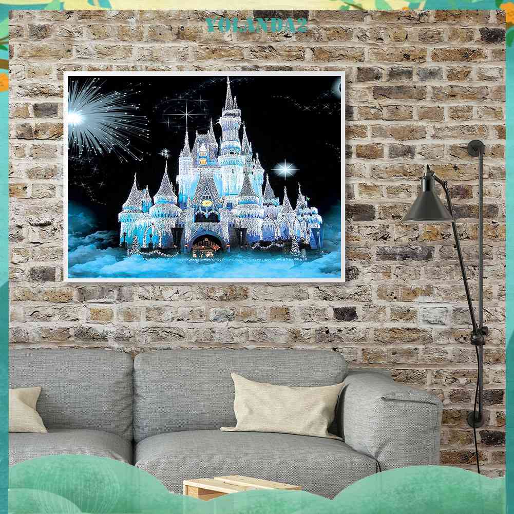 Tranh Đính Đá Kim Cương Toàn Bộ Hình Lâu Đài Tuyết DIY