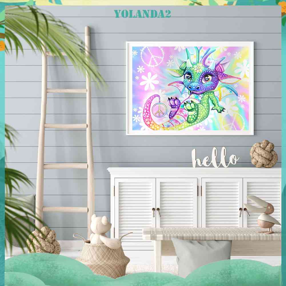 Bộ Tranh Đính Đá Tự Làm 45x35cm 24 Màu Hình Rồng Độc Đáo