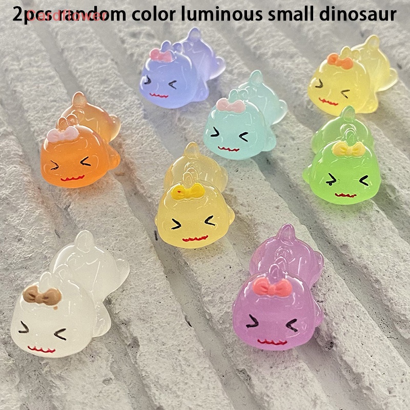 Bộ 2 Đồ trang trí Khủng Long Mini Bằng Nhựa Phát Quang Dễ Thương Dùng Trang Trí