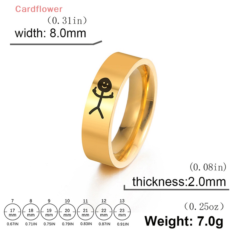 < Cardflower > Nhẫn Thép Titan Hình Vẽ Nguệch Ngoạc Đơn Giản Vui Nhộn Hợp Xu Hướng Cho Cặp Đôi Tiệc Tùng Mới