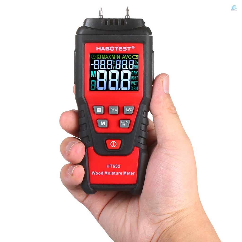 Thiết Bị Đo Độ Ẩm / Nhiệt Độ Gỗ 0-99.9% Kỹ Thuật Số 2 Pin s2mwvn