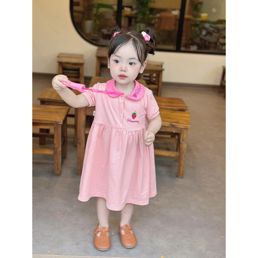 Váy bé gái Happy baby dễ thương chất cotton 100% chiều siêu mềm mát, thấm hút mồ hôi cực tốt