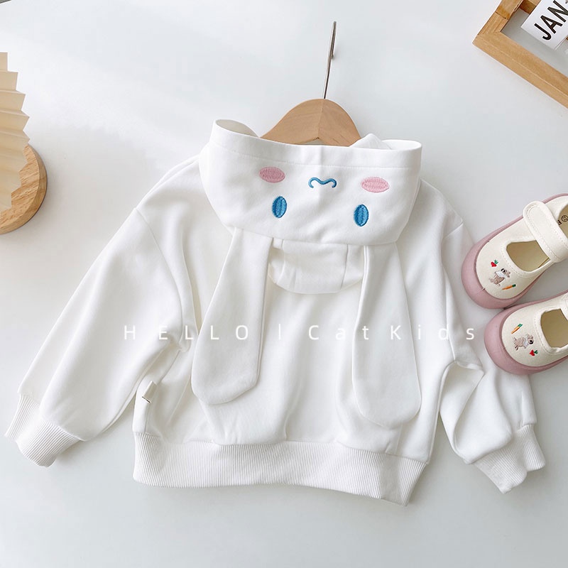 Áo Khoác Hoodie Tay Dài Có Khóa Kéo In Hình Kuromied Cinnamoroll Dễ Thương Cho Bé