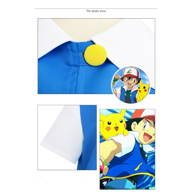 Set Áo Khoác Và Nón Cosplay Pokemon Màu Xanh Tro Cho Nam