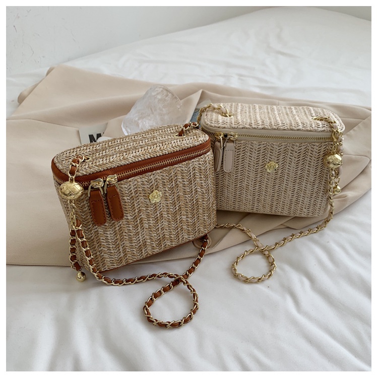 Túi Đeo Chéo Đan Lát Dáng Vuông Nhỏ Đựng Điện Thoại Phong Cách Bohemian Thời Trang Mùa Hè