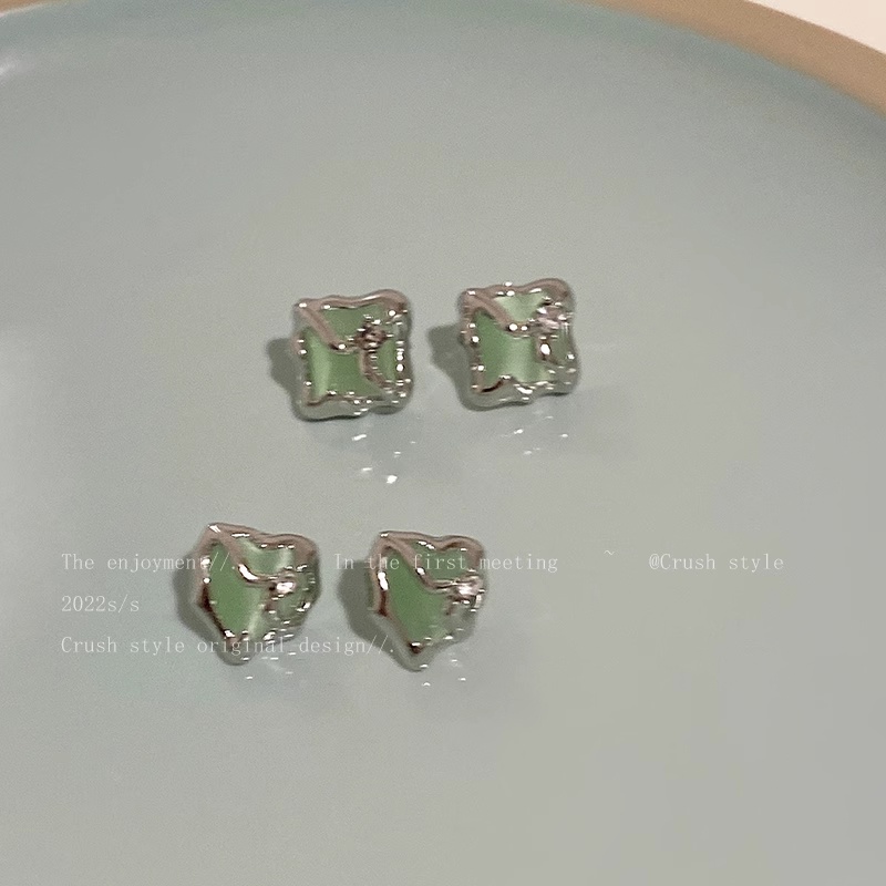 Khuyên Tai Đá Opal Hình Vuông Kiểu Dáng Đơn Giản Cho Nữ