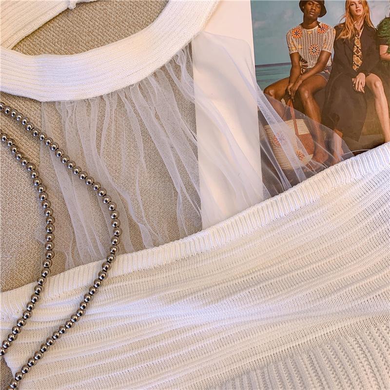 Áo Hai Dây Ngắn Mỏng Phối Lưới Thời Trang Mùa Hè Cho Nữ