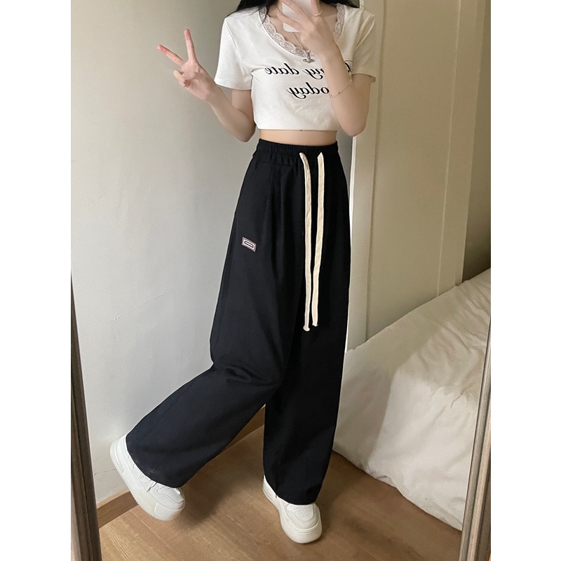 SUXI Quần Dài Ống Đứng Dáng Rộng Màu Sắc Đơn Giản Thời Trang Mùa Hè Theo Phong Cách Vintage