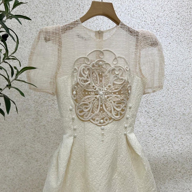 Đầm Ren Thêu Đính Hạt Phong Cách Pháp Thời Trang Xuân Hè Hàng Mới Dành Cho Bạn Nữ Mặc Đi Dự Tiệc 1374