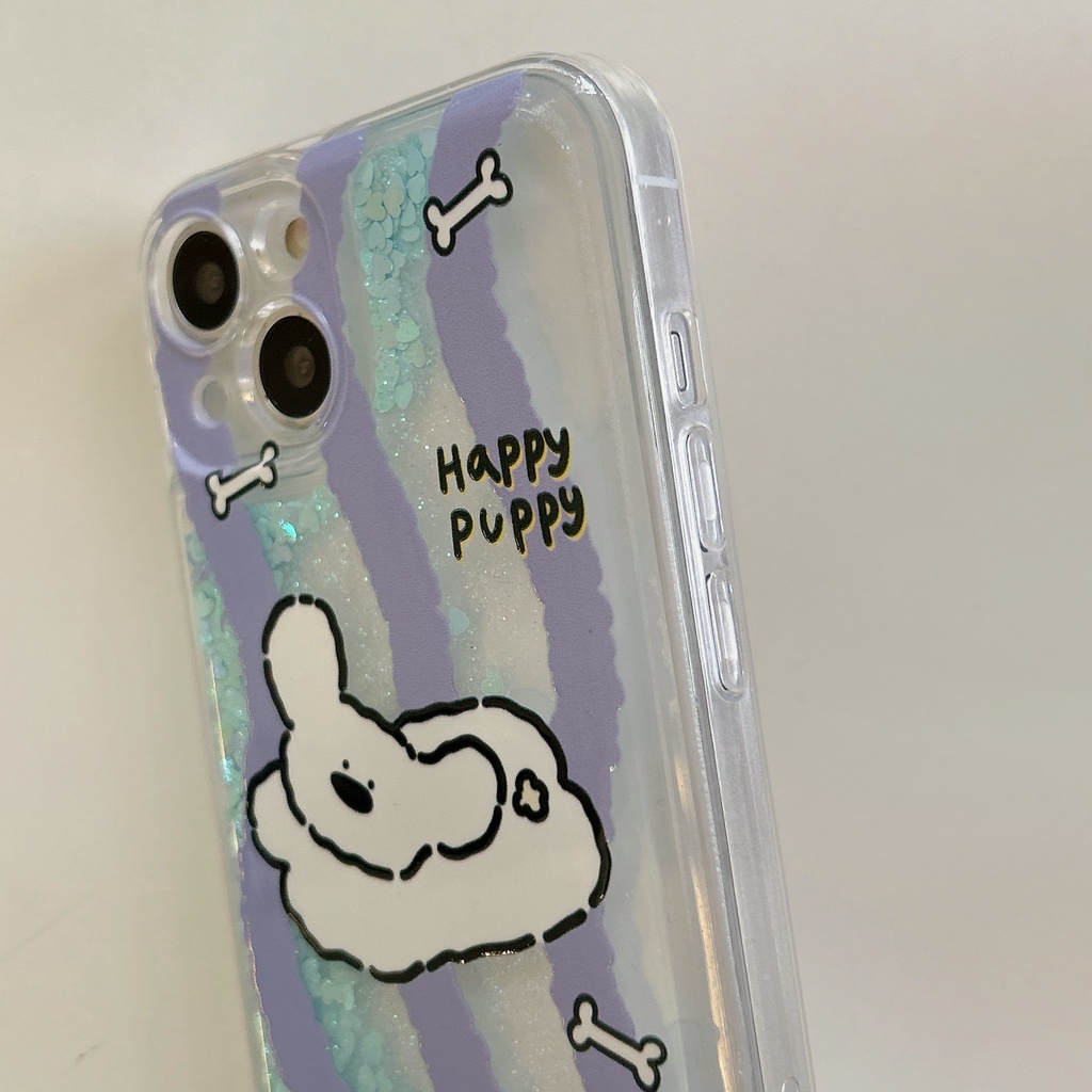 Ốp Điện Thoại TPU Dẻo Họa Tiết Hoạt Hình Chú Chó Có Nước Kim Tuyến Lấp Lánh Cho iPhone11 12 13 14 Pro Max