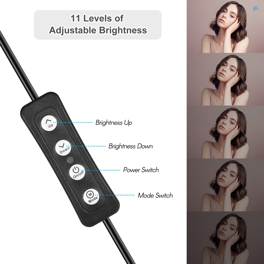 Vòng Đèn LED 10 Inch 3 Chế Độ Sáng 11 Mức Độ Điều Chỉnh Được USB Chuyên Dụng Cho Nghiên Cứu Trực Tuyến