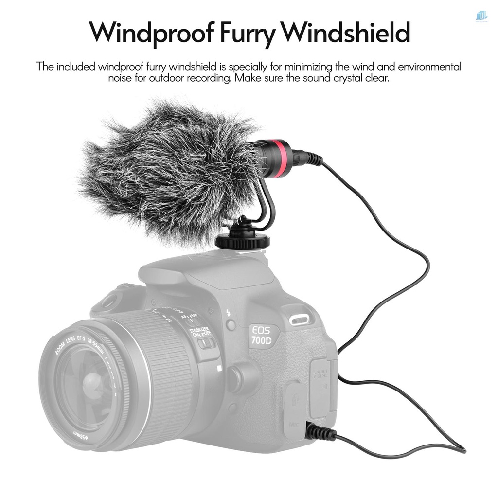 Micro Cardioid Chống Sốc Có Giá Đỡ Đầu Ra Âm Thanh 3.5mm TRS Và TRRS Dành Cho Điện Thoại Thông Minh / Máy Ảnh