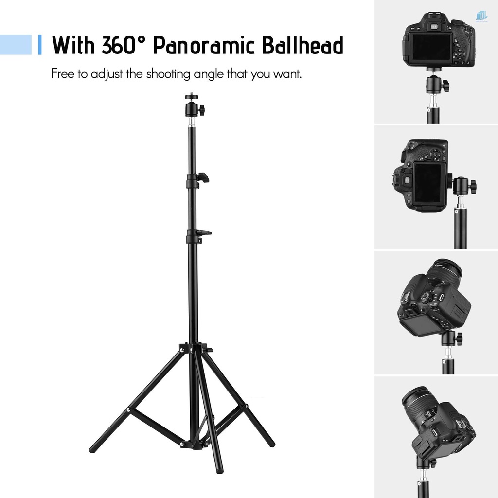 Giá Đỡ Ba Chân Bằng Hợp Kim Nhôm Có Thể Điều Chỉnh Độ Cao 190CM / Đầu Kẹp Điện Thoại / Đèn Flash Hỗ Trợ Chụp Ảnh