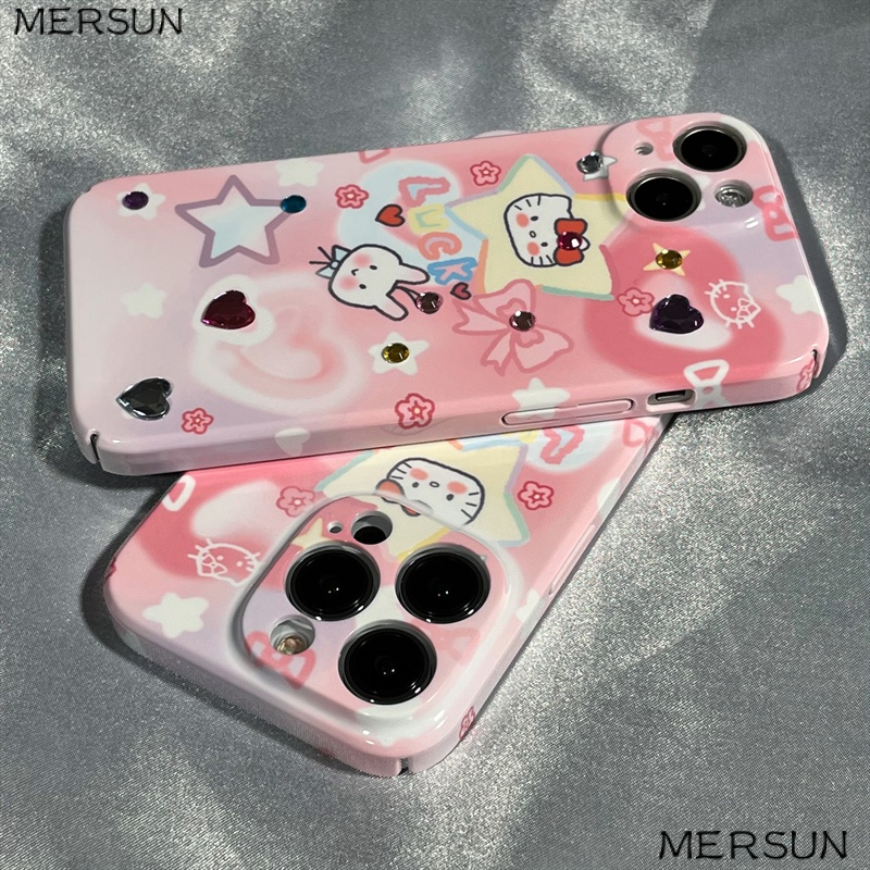 Ốp Điện Thoại Hình Thỏ Mèo Màu Gradient Cho Iphone 7 14 12 13 8x 11 61G4