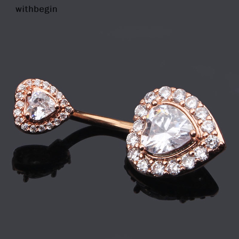 Khuyên Rốn Bằng Thép Không Gỉ Trang Sức Múa Belly Dance Đính Đá Zircon Hình Trái Tim Thời Trang