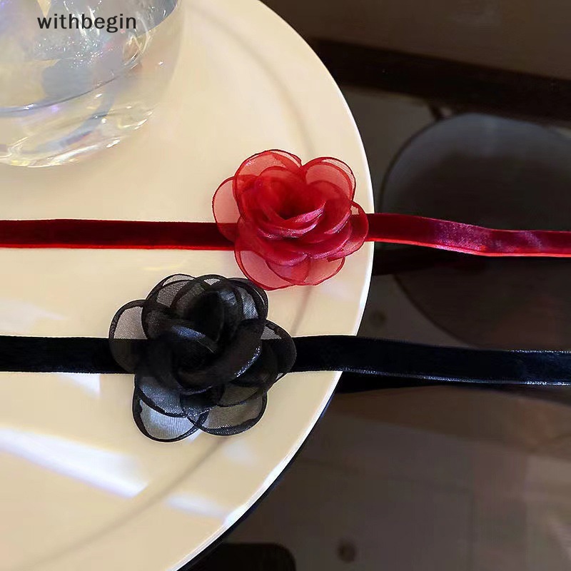 Vòng Cổ Choker Phối Nơ Hoa Phong Cách Gothic Thời Trang Cho Nữ