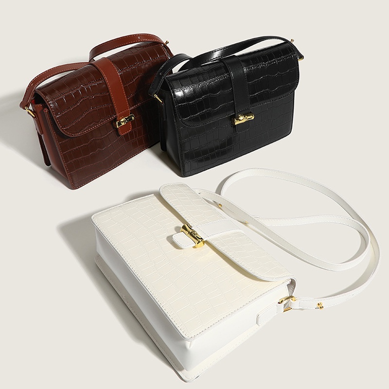 Túi Đeo Vai Hình Vuông Cỡ Nhỏ Họa Tiết Da Cá Sấu Phong Cách retro Thời Trang Cho Nữ