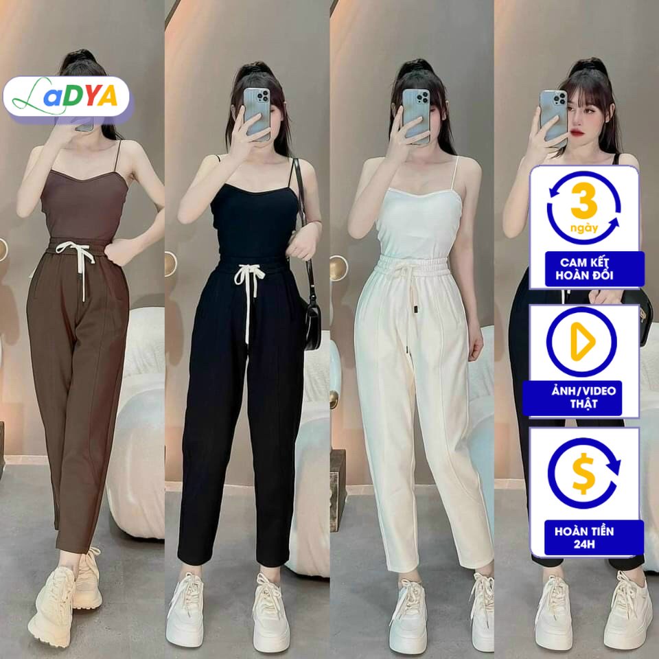 Quần baggy nữ Ladya chất nỉ tăm cạp chun mặc thu thông M191