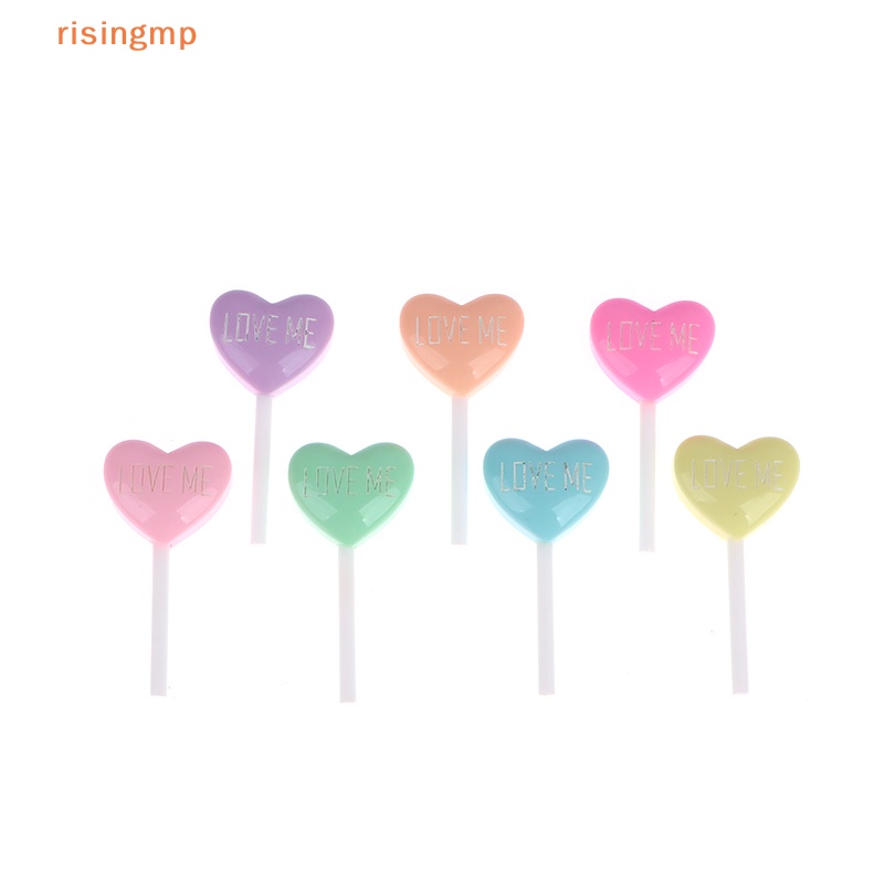 Set 10 Mô Phỏng Kẹo Mút Trái Tim Bằng Resin DIY Cho Điện Thoại