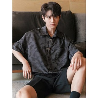 Áo Sơ Mi Nam Ngắn Tay Dáng Rộng Thiết Kế Mới Đơn Giản Thời Trang Mùa Hè Theo Phong Cách Trung Hoa