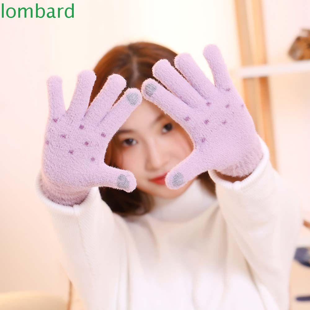 Găng Tay Lái Xe Dệt Kim Dày Dặn Thoáng Khí Thêu Hình Người Tuyết Giáng Sinh Đơn Giản