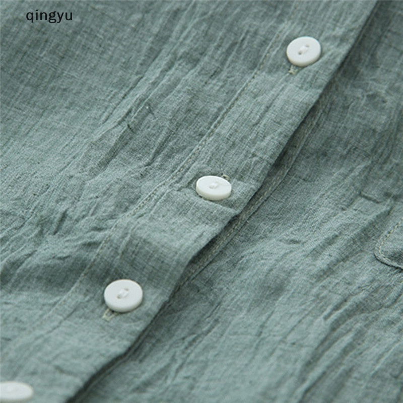 Áo Sơ Mi Vải Lanh Dáng Rộng Tay Dài Cài Nút Thời Trang Mùa Thu Cho Bạn Gái