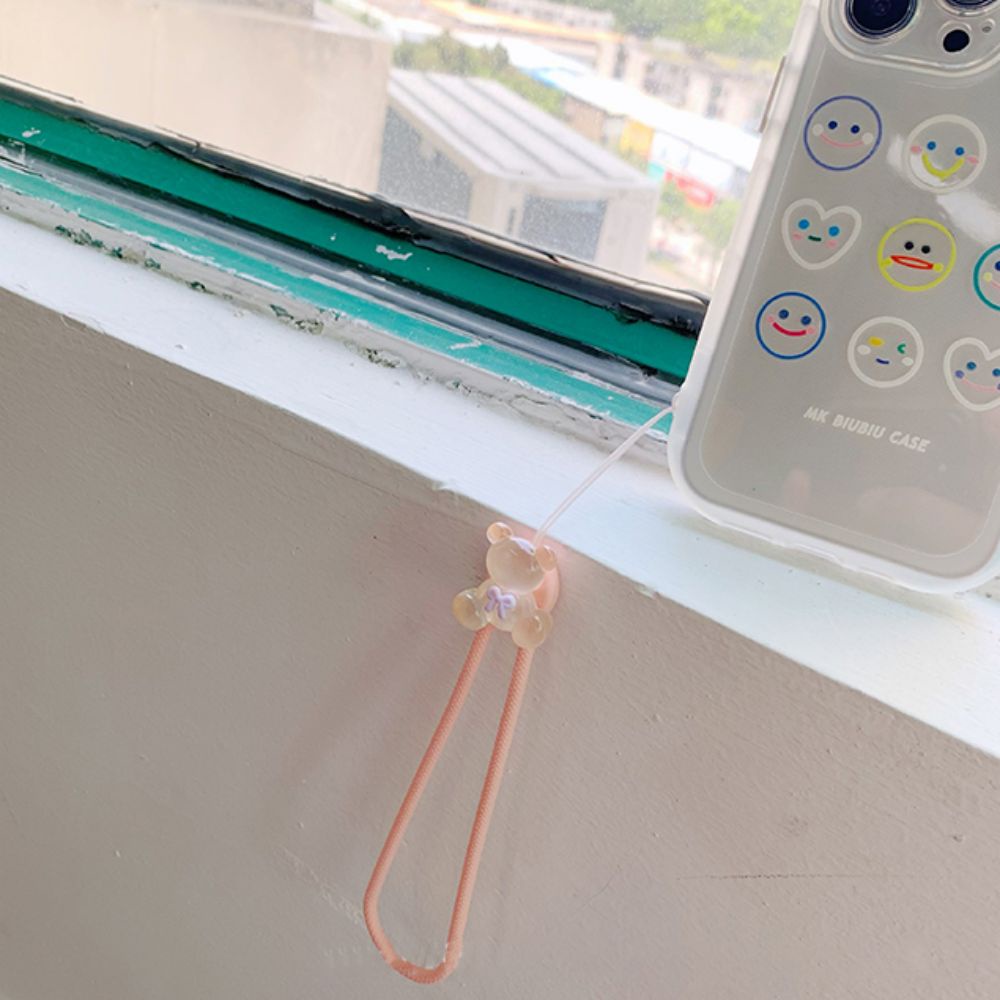 Dây Đeo Điện Thoại Bằng Silicon Hình Gấu Hoạt Hình 3D Màu Kẹo Chống Rơi Chống Thất Lạc