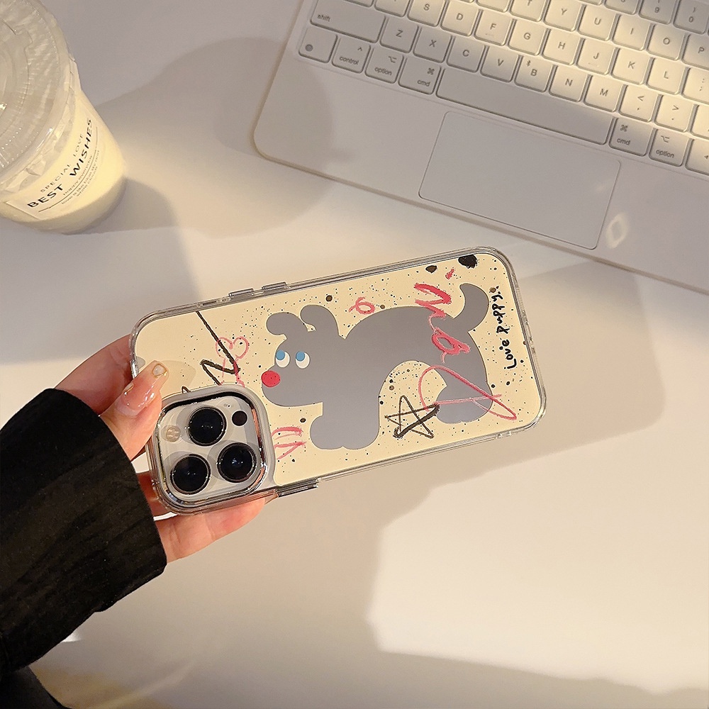Ốp Điện Thoại Trong Suốt Mạ Gương In Hình Cún Hoạt Hình Cho Iphone 14 11 12 13 PRO MAX AT0255