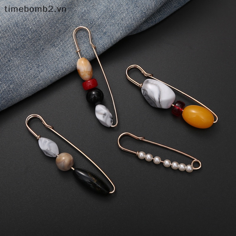 {Timebomb} Ghim Cài Áo Bằng Đá Tự Nhiên Cổ Điển Thời Trang Dành Cho Nữ