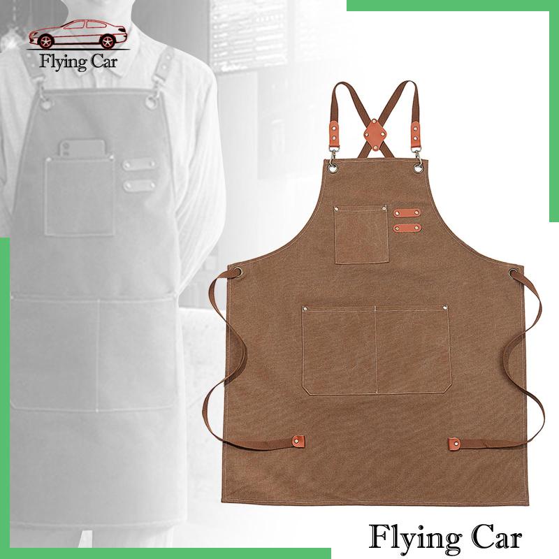 [Lzdjfmy2] Tạp Dề Vải Canvas Có Túi Sau Lưng Cho Cửa Hàng Làm Việc / Nướng Bánh