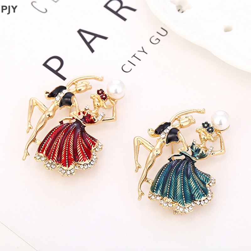 Ghim Cài Áo Hình Vũ Công Múa Ba Lê Đính Ngọc Trai Giả PJ