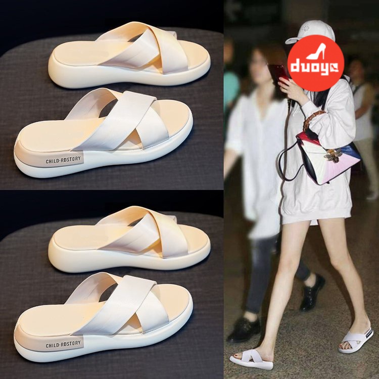 Dép Quai Ngang Đế Dày Mềm Mại Chống Trượt Thiết Kế Đơn Giản Thời Trang Cho Nữ