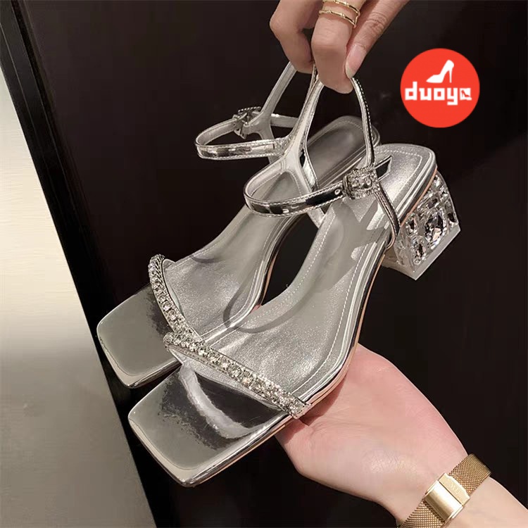Duoya Tóc Thẳng ~ [Hàng Có Sẵn] Giày Sandal Cao Gót Đế Dày Phẳng Có Dây Buộc Dễ Phối Đồ Cho Nữ Miễn Phí Vận Chuyển